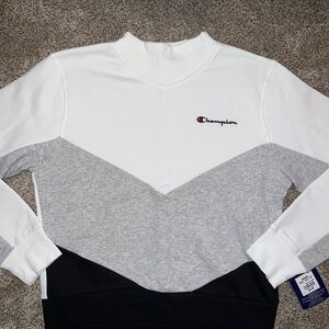 Champion White, Gray, and Black Sweatshirt